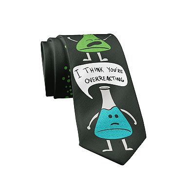I Think You're Overreacting Funny Science Teacher Tie for Men