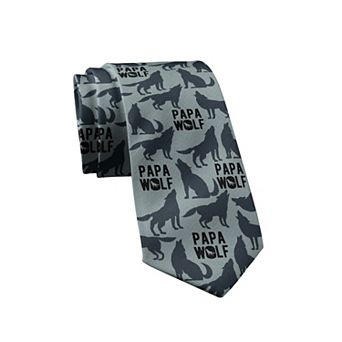 Papa Wolf Necktie Funny Camping Wolf Tie Novelty Gift for Men