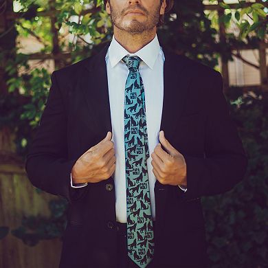Papa Wolf Necktie Funny Camping Wolf Tie Novelty Gift for Men