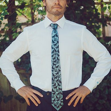 Papa Wolf Necktie Funny Camping Wolf Tie Novelty Gift for Men
