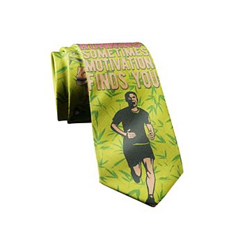 Running Sometimes Motivation Finds You Funny Dinosaur Tie for Men