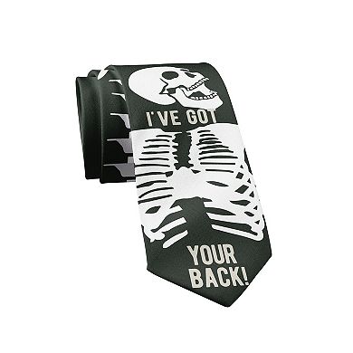 I've Got Your Back Necktie Funny Skeleton Halloween Tie for Men
