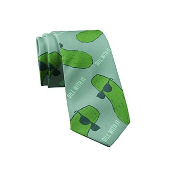 Dill With It Necktie Funny Pickle Novelty Neck Tie for Men