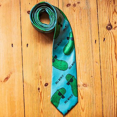 Dill With It Necktie Funny Pickle Novelty Neck Tie for Men