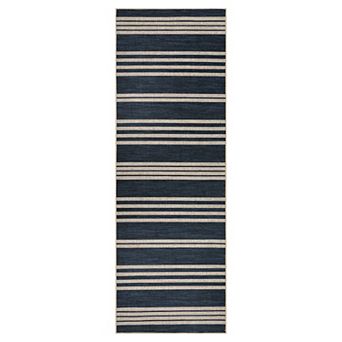 Modern Striped Jute Area Rug - Washable, Non-Slip, Mark Resistant, Collapsible Carpet for Entryway