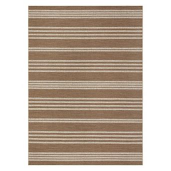Modern Striped Jute Area Rug - Washable, Non-Slip, Mark Resistant, Collapsible Carpet for Entryway