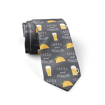 Tacos and Cervezas Necktie Funny Beer Tie Novelty for Men