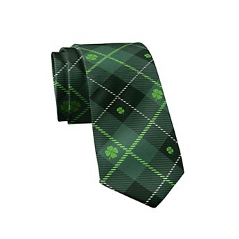 Saint Patrick's Day Plaid Necktie Funny Green Tie for Men