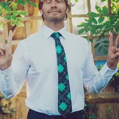 Saint Patrick's Day Plaid Necktie Funny Green Tie for Men