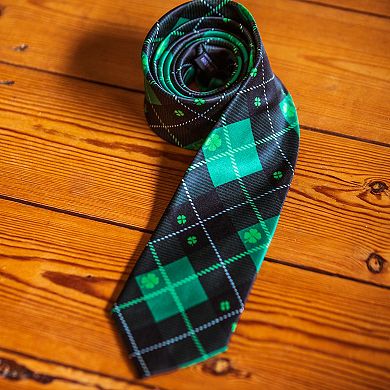 Saint Patrick's Day Plaid Necktie Funny Green Tie for Men