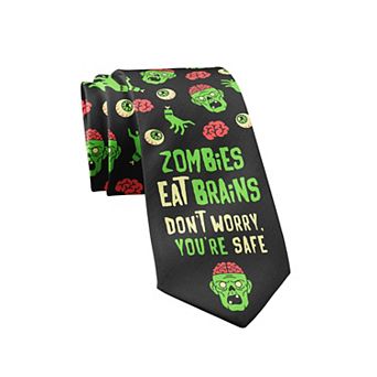 Zombies Eat Brains Don't Worry You're Safe Funny Halloween Necktie