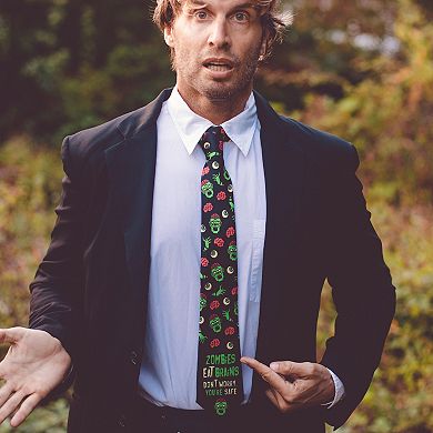 Zombies Eat Brains Don't Worry You're Safe Funny Halloween Necktie
