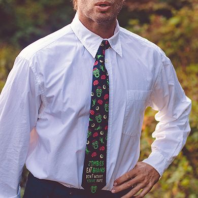 Zombies Eat Brains Don't Worry You're Safe Funny Halloween Necktie