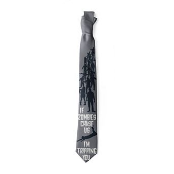 If Zombies Chase Us I'm Tripping You Funny Halloween Tie for Men