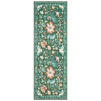 Washable Non-Slip Floral Area Rug for Living Room or Bedroom Collapsible, Pet Friendly