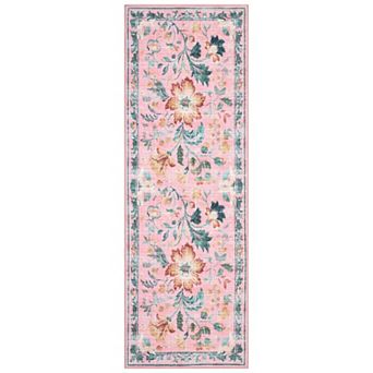Washable Non-Slip Floral Area Rug for Living Room or Bedroom Collapsible, Pet Friendly