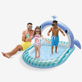 Funsicle Whale Tale Arch Spray Inflatable Kids Pool, 57" x 66" x 41", Age 2 & up