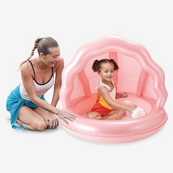 Funsicle Cutie Clam Cove Shaded Inflatable Kids Pool & Pearl Ball, 40" x 33", Ages 1 to 3