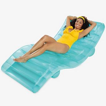 Funsicle FunChaiser Lounge, 5.6ft Inflatable Floating Lounger, Lagoon Blue, Age 14 and up