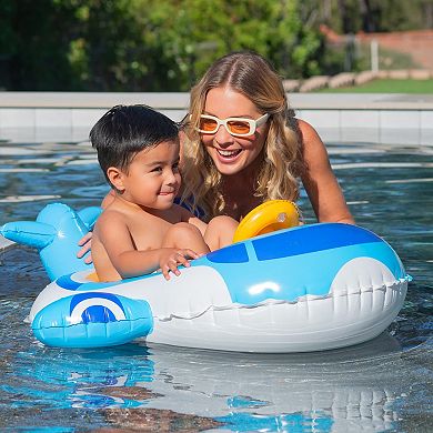 Funsicle Blue Jet, 37" Inflatable Pool Float For Kids, Repair Patch, Ages 1 to 2