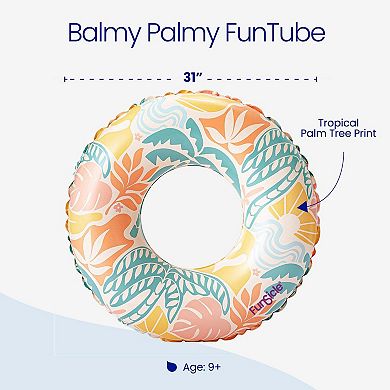 Funsicle Balmy Palmy FunTube, 31” Inflatable Pool Float, Multicolor, Age 9 and up