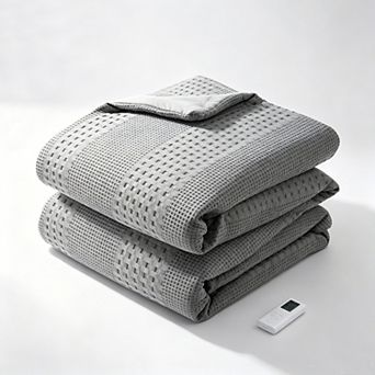 Waffle Heated Comforter Blanket with LCD Controller, 6 Heat Settings & 2-10H Timer