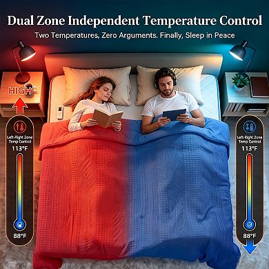 Waffle Heated Comforter Blanket with LCD Controller, 6 Heat Settings & 2-10H Timer