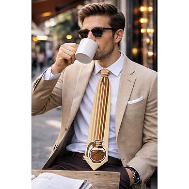 Coffee Rainbow Necktie Funny Caffeine Lover Novelty Tie for Men