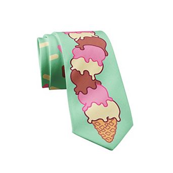 Ice Cream Necktie Funny Sweet Treat Graphic Novelty Tie for Men