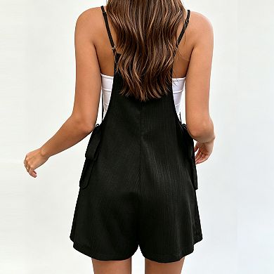 Maternity Romper Summer Loose Overalls Adjustable Straps Casual Pregnancy Jumpsuit with Side Ties