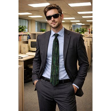 Falling Code Necktie Funny Computer Graphic Novelty Tie for Men