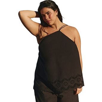 ELOQUII Women's Plus Size Eyelet Detail Top