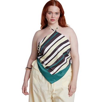 ELOQUII Women's Plus Size Halter Scarf Top