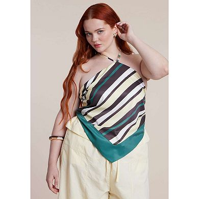 ELOQUII Women's Plus Size Halter Scarf Top