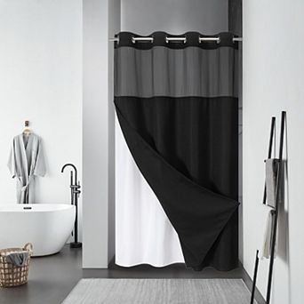 Waffle Weave No Hook Shower Curtain Set Snap In Liner Waterproof Hotel Quality