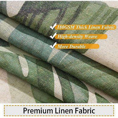 Linen Blend Shower Curtain Botanical Palm Monstera Waterproof Easy Care Spa Bathroom Decor