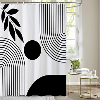 Boho Geometric Waterproof Fabric Shower Curtain Mid Century Modern Minimalist Abstract