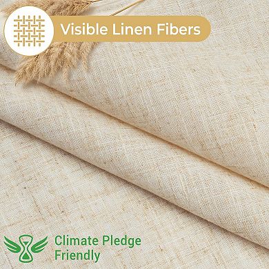 Boho Farmhouse Linen Blend Snap in Liner Shower Curtain Set No Hook Waterproof Washable