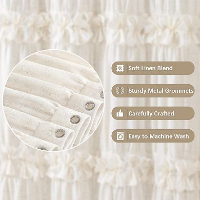 Ruffle Farmhouse Bathroom Shower Curtain Romantic Ruffled Floral Design Machine Washable