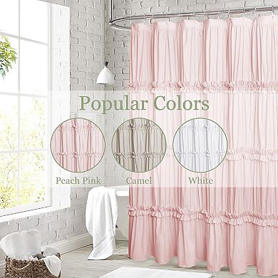 Farmhouse Ruffle Shower Curtain Handmade Ruched Elegant Bathroom Decor