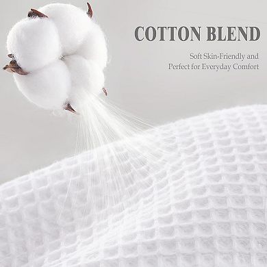 Extra Long Waffle Weave Shower Curtain Cotton Blend Heavyweight Spa Bathroom Fabric