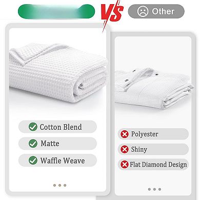 Extra Long Waffle Weave Shower Curtain Cotton Blend Heavyweight Spa Bathroom Fabric