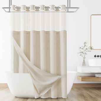 No Hooks Snap In Liner Shower Curtain See Through Window Waterproof Washable