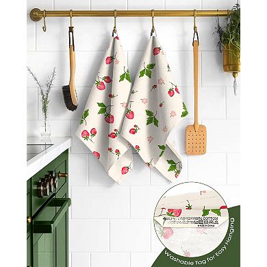 Spring Cotton Flour Sack Kitchen Towels Set Absorbent Reusable Hanging Loop