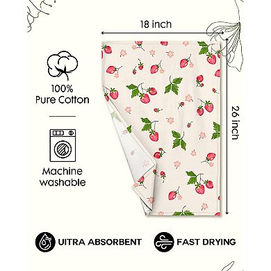 Spring Cotton Flour Sack Kitchen Towels Set Absorbent Reusable Hanging Loop