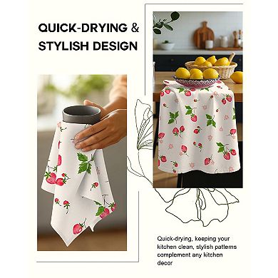 Spring Cotton Flour Sack Kitchen Towels Set Absorbent Reusable Hanging Loop