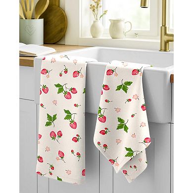 Spring Cotton Flour Sack Kitchen Towels Set Absorbent Reusable Hanging Loop