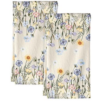 Spring Cotton Flour Sack Kitchen Towels Set Absorbent Reusable Hanging Loop