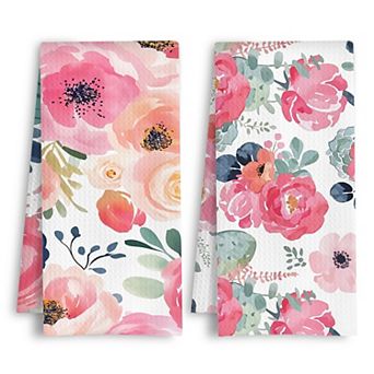 Waffle Weave Kitchen Towels Quick Dry Decorative Dish Hand Towels Set of 2