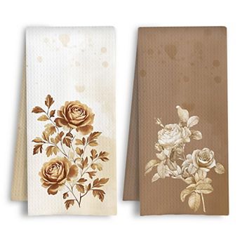 Waffle Weave Kitchen Towels Quick Dry Decorative Dish Hand Towels Set of 2